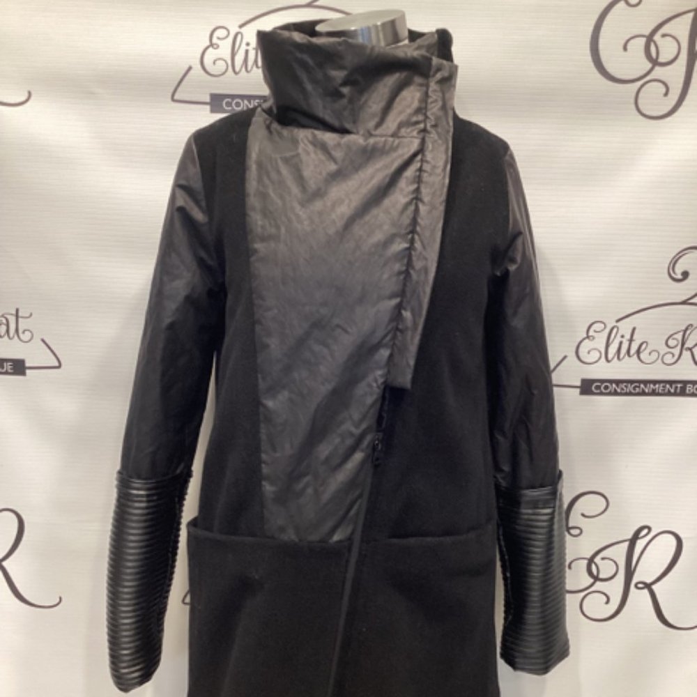 Art Point Sz S Fleece And Faux Leather Coat